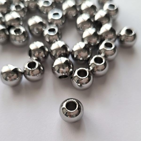 Amazon.co.jp: シルバー ステンレス メタルビーズ 【6個 8mm 穴 3mm
